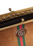 Detail View - Click To Enlarge - GUCCI - 'Ophidia' logo patch Web stripe suede clutch