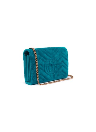 Detail View - Click To Enlarge - GUCCI - 'GG Marmont mini' matelassé velvet chain bag