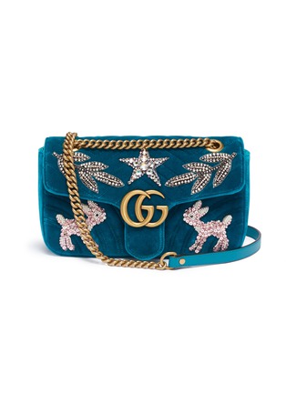Main View - Click To Enlarge - GUCCI - 'GG Marmont' embellished small velvet crossbody bag