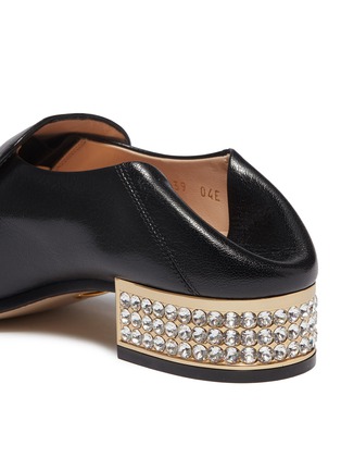  - GUCCI - Glass crystal heel leather step-in horsebit loafer pumps