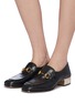 Front View - Click To Enlarge - GUCCI - Glass crystal heel leather step-in horsebit loafer pumps