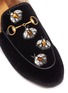 Detail View - Click To Enlarge - GUCCI - 'Princetown' glass crystal bee lamb fur velvet slide loafers