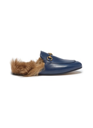 Main View - Click To Enlarge - GUCCI - 'Princetown' lamb fur leather slide loafers