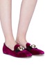 Figure View - Click To Enlarge - GUCCI - 'Etoile' bow embellished velvet loafers