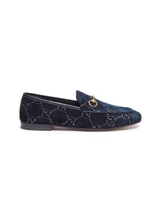 Main View - Click To Enlarge - GUCCI - 'Jordaan' GG embroidered horsebit velvet loafers