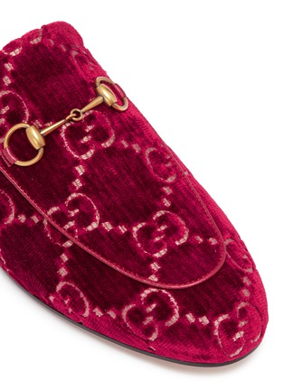 Detail View - Click To Enlarge - GUCCI - 'Princetown' GG embroidered velvet slide loafers