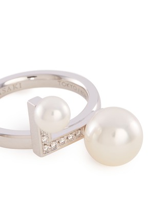 Detail View - Click To Enlarge - TASAKI - Diamond Akoya pearl 18k white gold ring