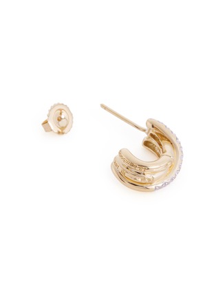 Detail View - Click To Enlarge - JOHN HARDY - 'Bamboo' diamond 18k yellow gold small hoop earrings