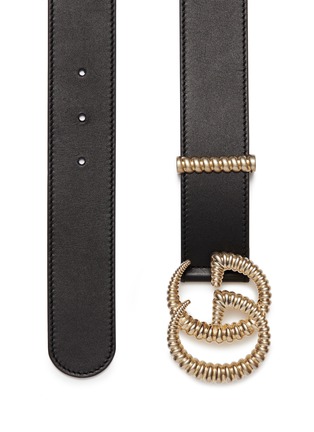 Detail View - Click To Enlarge - GUCCI - GG torchon logo leather belt