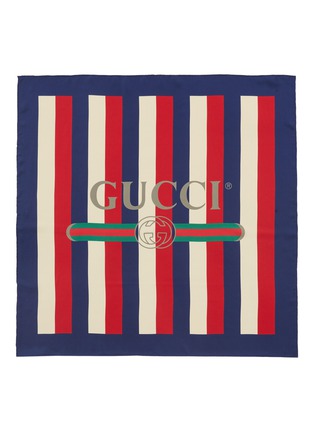 Main View - Click To Enlarge - GUCCI - Logo print stripe silk twill scarf