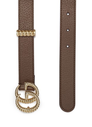 Detail View - Click To Enlarge - GUCCI - GG torchon logo buckle leather belt