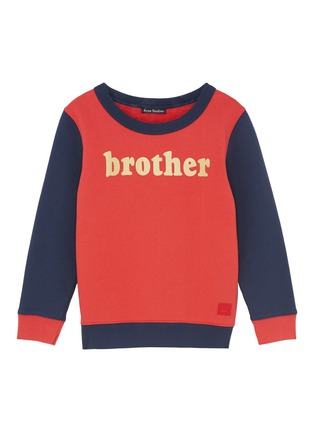 Main View - Click To Enlarge - ACNE STUDIOS - 'Brother' slogan print colourblock kids sweatshirt