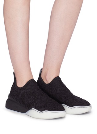 Figure View - Click To Enlarge - STELLA MCCARTNEY - Corded lace overlay knit sock sneakers