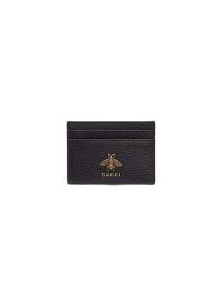 Main View - Click To Enlarge - GUCCI - 'Animalier' bee embellished leather card holder