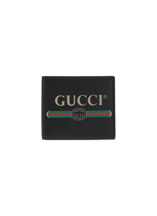 Main View - Click To Enlarge - GUCCI - Logo print leather bifold wallet