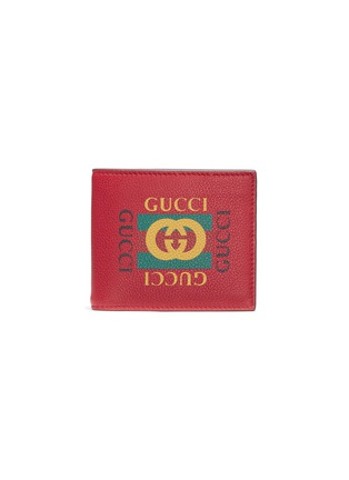 Main View - Click To Enlarge - GUCCI - Logo print leather bifold wallet