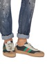 Figure View - Click To Enlarge - GUCCI - Web stripe leather and suede sneakers