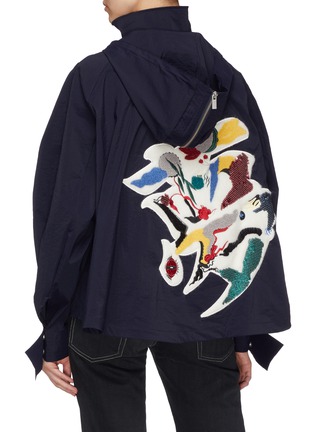 Back View - Click To Enlarge - ANGEL CHEN - Graphic appliqué hooded windbreaker jacket
