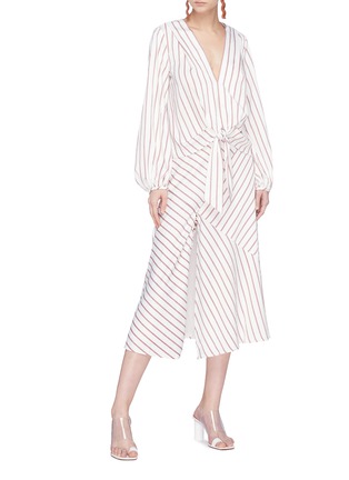 Figure View - Click To Enlarge - 72723 - Buttoned split panelled stripe skirt