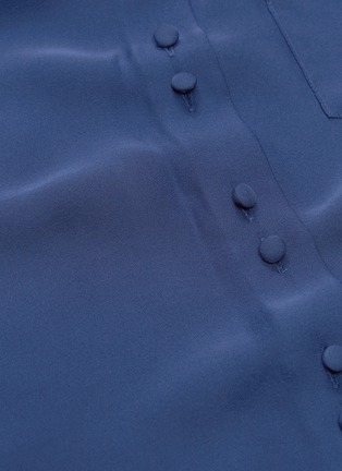  - 72723 - Cutout ruffle cuff silk crepe cropped shirt