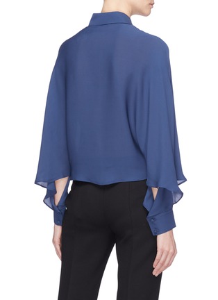 Back View - Click To Enlarge - 72723 - Cutout ruffle cuff silk crepe cropped shirt