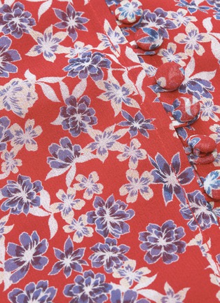  - 72723 - Ruched sleeve blossom print silk crepe dress