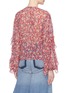 Back View - Click To Enlarge - 72723 - Ruffle sleeve blossom print silk crepe blouse
