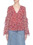 Main View - Click To Enlarge - 72723 - Ruffle sleeve blossom print silk crepe blouse