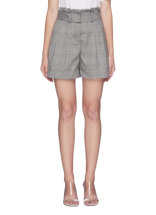 Main View - Click To Enlarge - 72723 - Belted houndstooth check plaid paperbag shorts