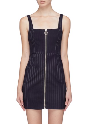 Main View - Click To Enlarge - 72723 - Zip front pinstripe dress