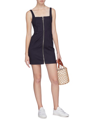 Figure View - Click To Enlarge - 72723 - Zip front pinstripe dress