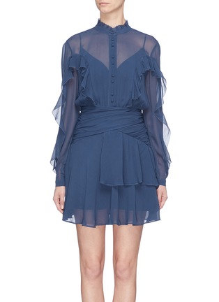 Main View - Click To Enlarge - 72723 - Ruched waist ruffle silk crepe dress