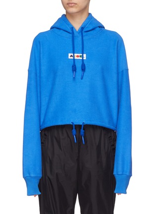 Main View - Click To Enlarge - ANGEL CHEN - Logo patch drawstring hoodie