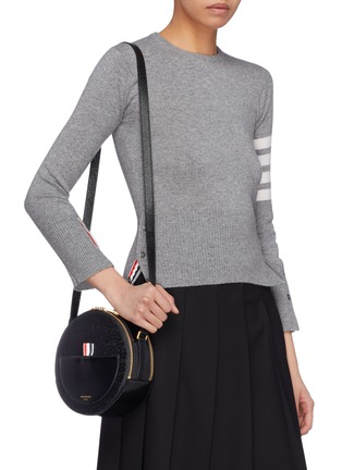 Figure View - Click To Enlarge - THOM BROWNE  - Pebble grain leather crossbody hat box bag