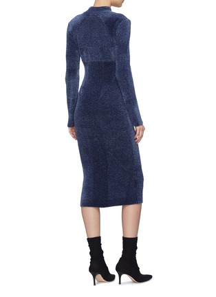 Back View - Click To Enlarge - 10199 - Velour rib knit mock neck dress