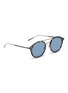 Figure View - Click To Enlarge - TOMAS MAIER - Metal temple layered acetate round aviator sunglasses