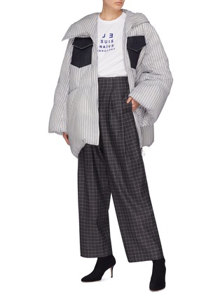Figure View - Click To Enlarge - DAWEI - Pleated windowpane check wide leg pants