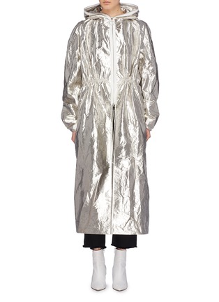 Main View - Click To Enlarge - DAWEI - Drawcord waist metallic windbreaker coat
