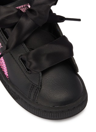 Detail View - Click To Enlarge - PUMA - 'Basket Heart Bling' leather toddler sneakers