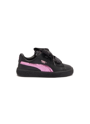 Main View - Click To Enlarge - PUMA - 'Basket Heart Bling' leather toddler sneakers