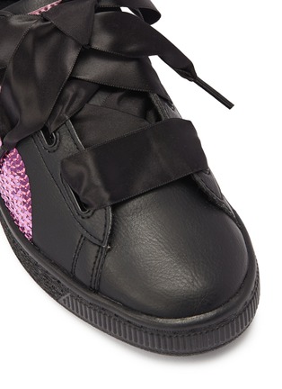 Detail View - Click To Enlarge - PUMA - 'Basket Heart Bling' leather kids sneakers