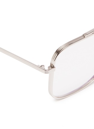 Detail View - Click To Enlarge - VICTORIA BECKHAM - 'Grooved Optical Navigator' double bridge metal square glasses