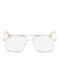 Main View - Click To Enlarge - VICTORIA BECKHAM - 'Grooved Optical Navigator' double bridge metal square glasses