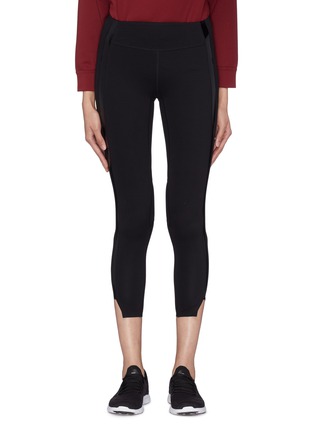 Main View - Click To Enlarge - PARTICLE FEVER - Patent stripe outseam mesh panel performance leggings