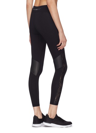 Back View - Click To Enlarge - PARTICLE FEVER - Lace outseam mesh panel performance leggings