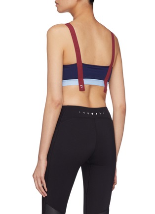 Back View - Click To Enlarge - PARTICLE FEVER - Logo strap colourblock sports bra