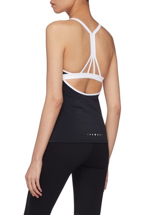 Back View - Click To Enlarge - PARTICLE FEVER - Mesh trim cutout racerback tank top