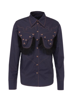 Main View - Click To Enlarge - JUNWEI LIN - Fringe flap pocket unisex Western shirt