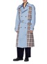 Detail View - Click To Enlarge - JUNWEI LIN - Belted tartan plaid panel unisex twill trench coat