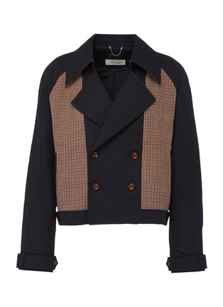 Main View - Click To Enlarge - JUNWEI LIN - Houndstooth panel double breasted unisex wool peacoat